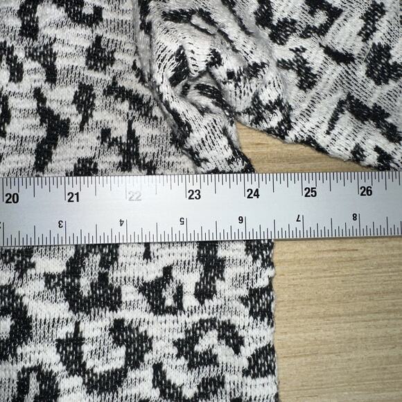 Bobeau Open Front Leopard Print Cardigan Sweater 2X Gray Black Knit Pockets - Picture 8 of 11